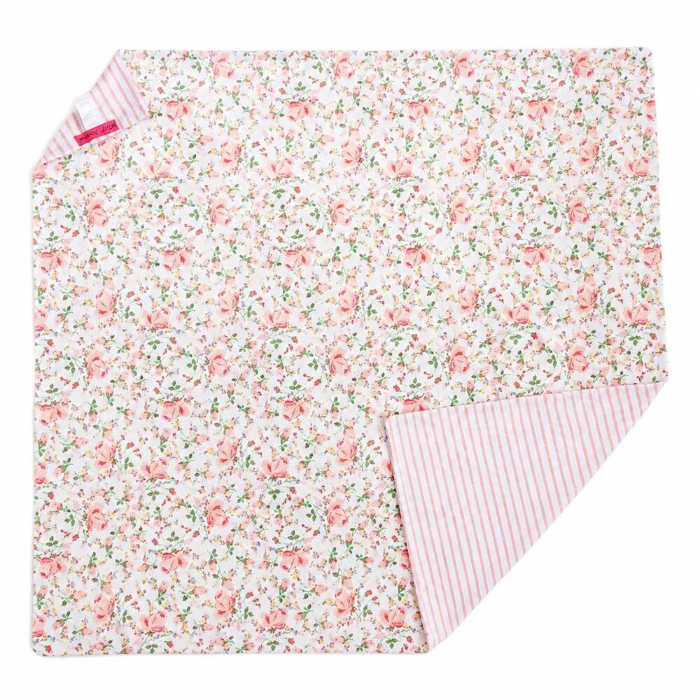 Betsey Johnson Baby Blanket Pink Floral Rose Nursery Bedding Reversible Cover